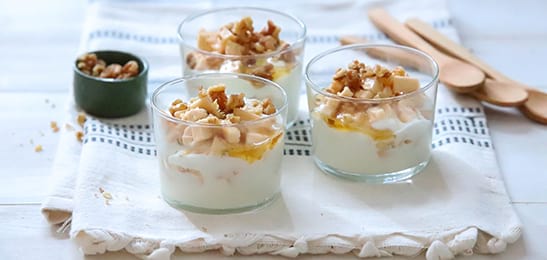 Recept van het Voedingscentrum: Banaankwark met walnoten 